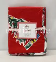 NEW Pottery Barn KIDS Jolly Santa Plaid Trim 70" x 90" Christmas Tablecloth~Red