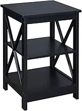 Orson Bedside Table in Black with Stylish Side Panels 2-Tier Shelf Space Minimalist Design