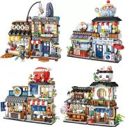DIY Miniature Japanese Street View - 4 Exotic Shop Building Blocks Toy Set