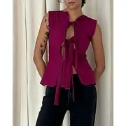 Women's Blouse Plain Stylish Modern Sleeveless Shirt Collar Regular Tops Holiday Going out Cut Out Black Wine Summer