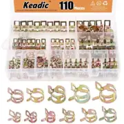 110Pcs [ 11 SIZE ] 7mm to 17mm Spring Hose Clamp Vacuum Clamp Spring Band Typ...
