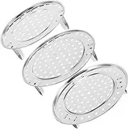 UTHCLO 3pcs Stainless Steel Steam Rack Cooking Racks Steaming Rack Tray Steamer Three Legged Steaming Rack Wire Rack Ironing Steam Rack Steam and Roasting Rack Portable Large Silver