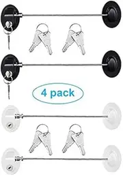 4 Pack Refrigerator Door Lock with Keys Adhesive Fridge Freezer Door Lock File Drawer Lock for Child Safety and Privacy, 2 Black and 2 White