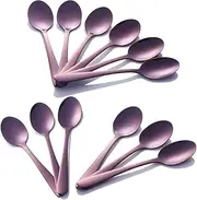 Buyer Star 12-Pieces Purple Teaspoons Dessert Spoons 5.5-Inch Sugar Spoons Stainless Steel Mini Coffee Spoons