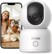 ZOSI Indoor Pan/Tilt Smart Security Camera,C518 2K 360 Degree Baby Pet...
