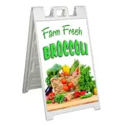 FARM FRESH BROCCOLI Signicade 24x36 Aframe Sidewalk Sign Banner Decal GREENS