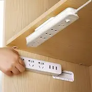 5-Pack Plastic Wall-Mounted Power Strip Holder - Multi-Functional, No Drill, Removable Organizer for Router & Remote Controls