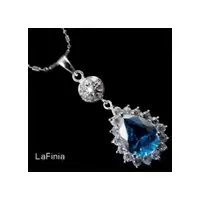 在飛比找i郵購優惠-【La Finia】天然藍碧璽晶鑽炫目水晶彩鑽項鍊