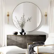 30 Inch Brushed Nickel round Mirror Circle Wall Mirror Brushed Silver Circular r