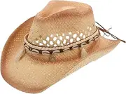 [WATIIFUFU] Cowboy Cowgirl Hat Performance Costume Accessory Unisex Party Hat Western Style Lightweight and Comfortable Sun Shielding Halloween Decorations Khaki