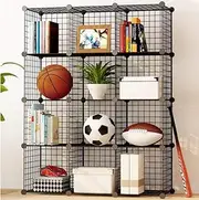 4 to 25 Cube Black DIY Wire Storage Shelves Cabinet Metal Display Shelf Toy Book (12 Cube)