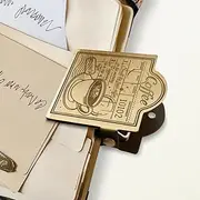 ANATTASOUL Brass Binder Clip Vintage Coffee Paper Clamp for Journals, Heavy Duty Metal Book Clip for Notebooks, Bookmarks Page Holder