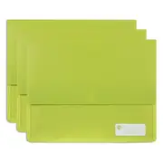 3PK Marbig Wallet A4 Page Heavy Duty Polypick Document Sleeve/Folder Lime