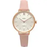 FOSSIL 手錶 ES4572 獨立小秒針 玫金框 粉膚色皮帶 女錶