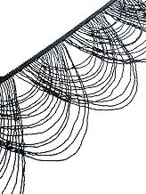 PIYUCRAFTS 7.25 Inch Black Beaded Fringe Trim – Decorative Tassel Lace Border for Garments, Dresses, Curtains, DIY Projects – Available in 1, 3, 6 Yard Cuts (1)