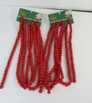 2 Sets of Old Time Pottery Christmas Red Wood Garland Beads 9' NEW