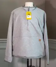 Carhartt Men's Half-Zip Relaxed Fit Fleece Pullover Warm Size XXL 2XL Grey