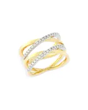 Bloomingdale's Fine Collection Diamond Double Crossover Ring in 14K White & Yellow Gold, 0.30 ct. t. w.