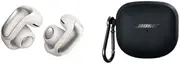 Bose Ultra Open Earbuds (White Smoke) with Bose Wireless Charging Case Cover (Black)