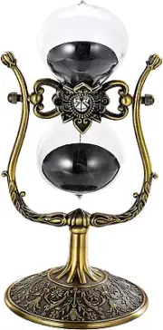 Vintage 60 Minute Hourglass Sand Timer, 12 Inch Large Brass Engraved Rotating