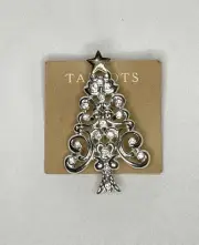 Talbots Silver-Tone Crystal Christmas Tree Brooch