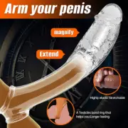 Penis Sheath Male penis Sleeve Girth Reusable Condoms Extender Enlarger Bigger!