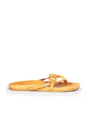 Brown Leather Open Toe Thong Sandals