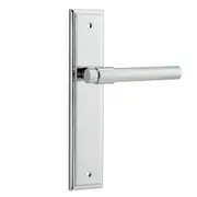 Iver Helsinki Door Lever Handle on Stepped Backplate Polished Chrome