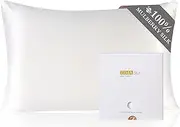 ZIMASILK 100% Mulberry Silk Pillowcase for Hair & Skin, 19 Momme Both Sides Pure Silk, 600 Thread Count, Hidden Zipper, 1pc (Queen 20"x30", White)
