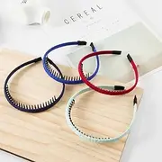 4Pcs Wide Plain Headband Fashion Cross Knot Hair Bands, Non-Slip Headband Hair Hoop Resin Teeth Comb Headbands, DIY Hair Bands Headbands for Women Girls, Series Hair Accessories for Women