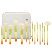 Catzon 14Pcs Gradient Makeup Brush Set Foundation Eyeshadow Brush With PU Bag-Yellow