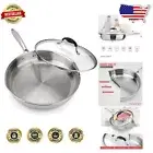 Versatile 10 Inch Tri-Ply Frying Pan with Strong Glass Lid – Perfect for Searing