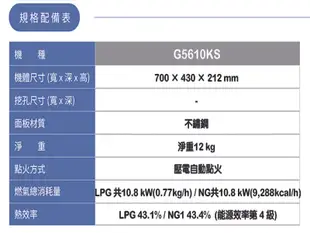 櫻花牌 G-5610K 炒翻天單邊三環大火不鏽鋼傳統式二口瓦斯爐 (9.8折)