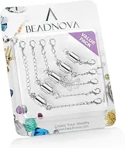 [BEADNOVA] 4pcs Necklace Extender Chains Set (3" 4" 5" 6") with 1pc Magic Magnetic Clever Clasp for Necklaces Bracelets