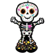 52 Inch Day of the Dead Standing Skeleton Air Loonz Mylar Balloon