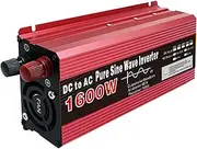 HENGJINGTR 1600W Pure Sine Wave Power Inverter, DC 12V/24V/48V/60V to AC 110V/220V Low Frequency Car Charger Inverter Adapter Converter with 1 AC Socket,48V to 110V