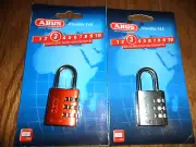 Abus 145/30 Combination Padlock, lot of 2 Red & Black