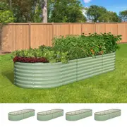 Livsip 4x Garden Bed 240x80x56cm Planter Box Raised Container Galvanised Green