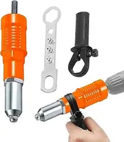 KEWAYO Cordless Drill Electric Rivet Gun Adapter, Blind Riveting Insert Nut Attachment Power Tool, with Aluminum Casting Housing and a Non-Slip Handle 3pcs Convertible Head and a Wrench