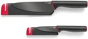 Joseph Joseph Slice&Sharpen Knives, Chef's Knife, 6 inch and Paring Knife, 3.5 inch - Black/Red