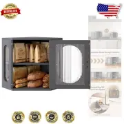 Farmhouse Vintage Corner Bread Box with Acrylic Window - Sturdy Wooden Storage