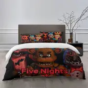 Bed Sheets g1134 Five Nights at Freddy's Bedding Sets Bed Cartoon Duvet Cover Lightweight 3 Piece Bet Sets for Kids Boys Girls (1 Duvet Cover and 2 Pi