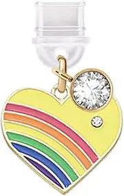ELISE & FONDA TP691 Type-C Charging Port Anti Dust Plug Little Love Heart with Rainbow Cell Phone Charm for iPhone 15/16/Samsung/OnePlus/Xiaomi/oppo Android Phones (Yellow)