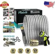 Durable and Lightweight 100ft Stainless Steel Garden Hose with No Kink Design
