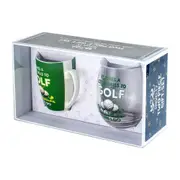 2pc It Takes Alot of Balls of Golf 400ml Coffee Mug & Stemless Wine Glass Set