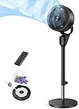 Dreo TurboPoly Fan for Bedroom, 80° Oscillating Standing Fan, 25dB Quiet, 80ft Pedestal Fans for Home Office, 90° Manual Vertical, 3 Speeds, Remote, 34-41" Adjustable Height, Air Circulator