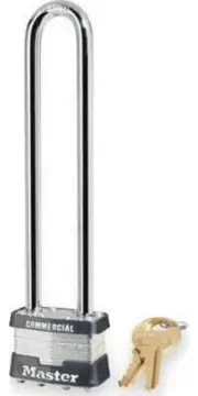 Master Lock 1Ln Padlock Keyed Different Long Shackle Steel Body ,3/4 in W