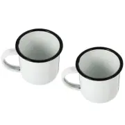 2Pcs Enamel Coffee Mug Reusable Enamel Tea Cup Water Beverage Cup Milk Cups