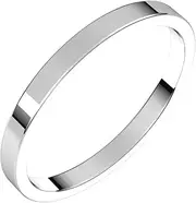 [JewelryWeb] 14k White Gold 2mm Flat Band Ring Size 4-Band Style-Ring for Women and Men
