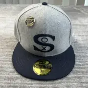 Chicago White Sox Hat Cap Mens Fitted 7 3/4 New Era 70th Anniversary Pin Wool
